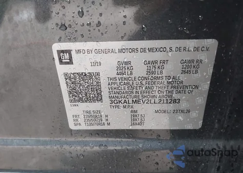 2020 GMC Terrain Fwd Sle из США, поврежденный, VIN 3GKALMEV2LL211283